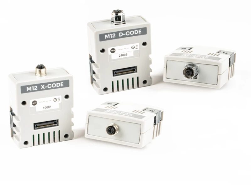 Set of 2x M12 D-coded & 2x M12 X-coded adapters for TestPro CV100